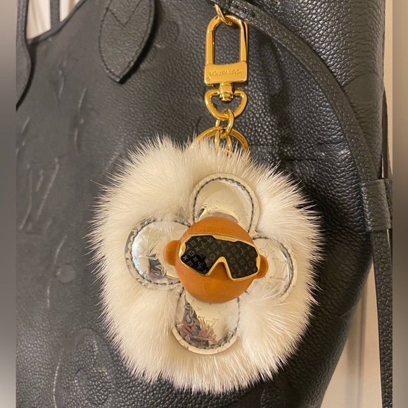 Louis Vuitton Accessories - Louis Vuitton Mink Fur Calfskin Snow Vivienne Bag Charm & Key Holder